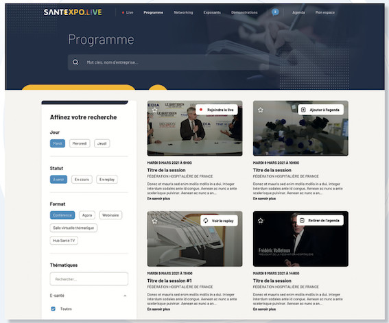 MODE D’EMPLOI : du 9 au 11 mars 2021, rendez-vous sur SANTEXPO LIVE pour une expérience immersive et des rencontres 100% digitales MODE D’EMPLOI : du 9 au 11 mars 2021, rendez-vous sur SANTEXPO LIVE pour une expérience immersive et des rencontres 100% digitales