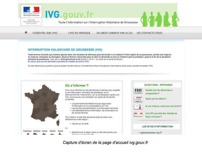 Le site ivg.gouv.fr dévoilé Le site ivg.gouv.fr dévoilé