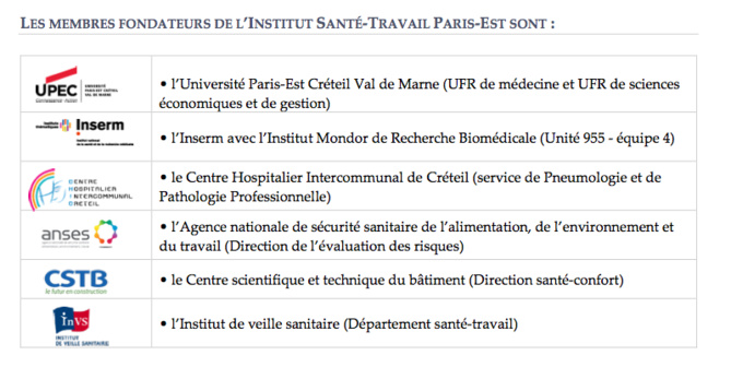 Université Paris-Est et les membres de son pôle Santé et Société inaugurent l’Institut Santé-Travail Paris-Est Université Paris-Est et les membres de son pôle Santé et Société inaugurent l’Institut Santé-Travail Paris-Est