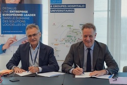 Signature de la convention de partenariat, avec Andrea Fiumicelli, président du groupe Dedalus, et Nicolas Revel, directeur général de l’AP-HP. Signature de la convention de partenariat, avec Andrea Fiumicelli, président du groupe Dedalus, et Nicolas Revel, directeur général de l’AP-HP.