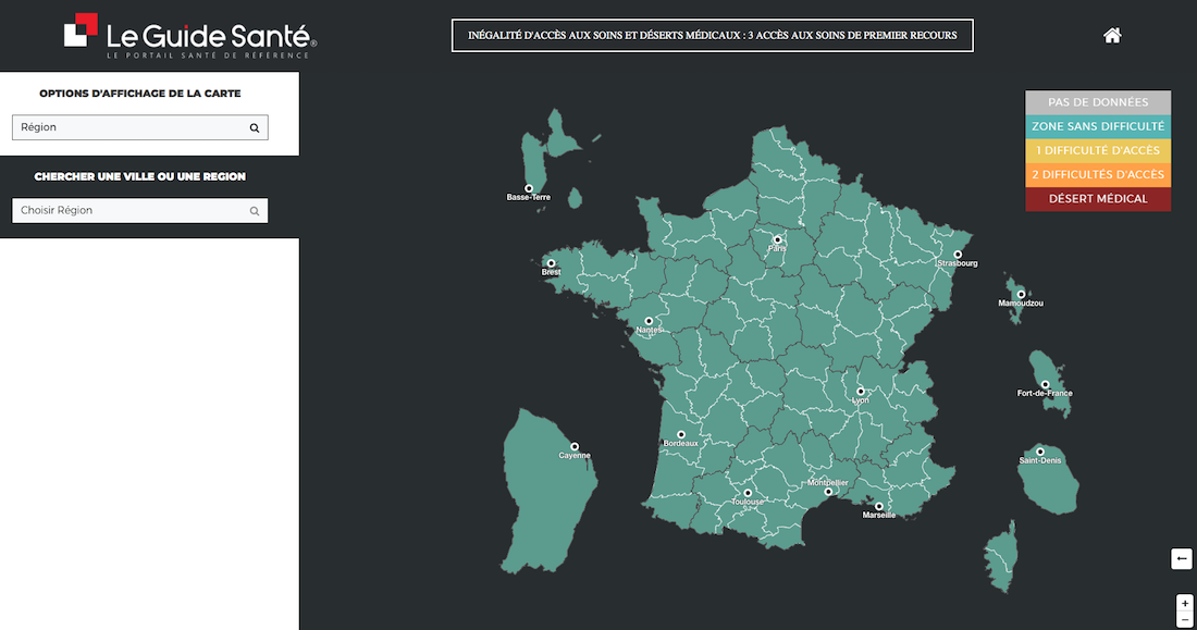Une carte interactive pour visualiser les déserts médicaux