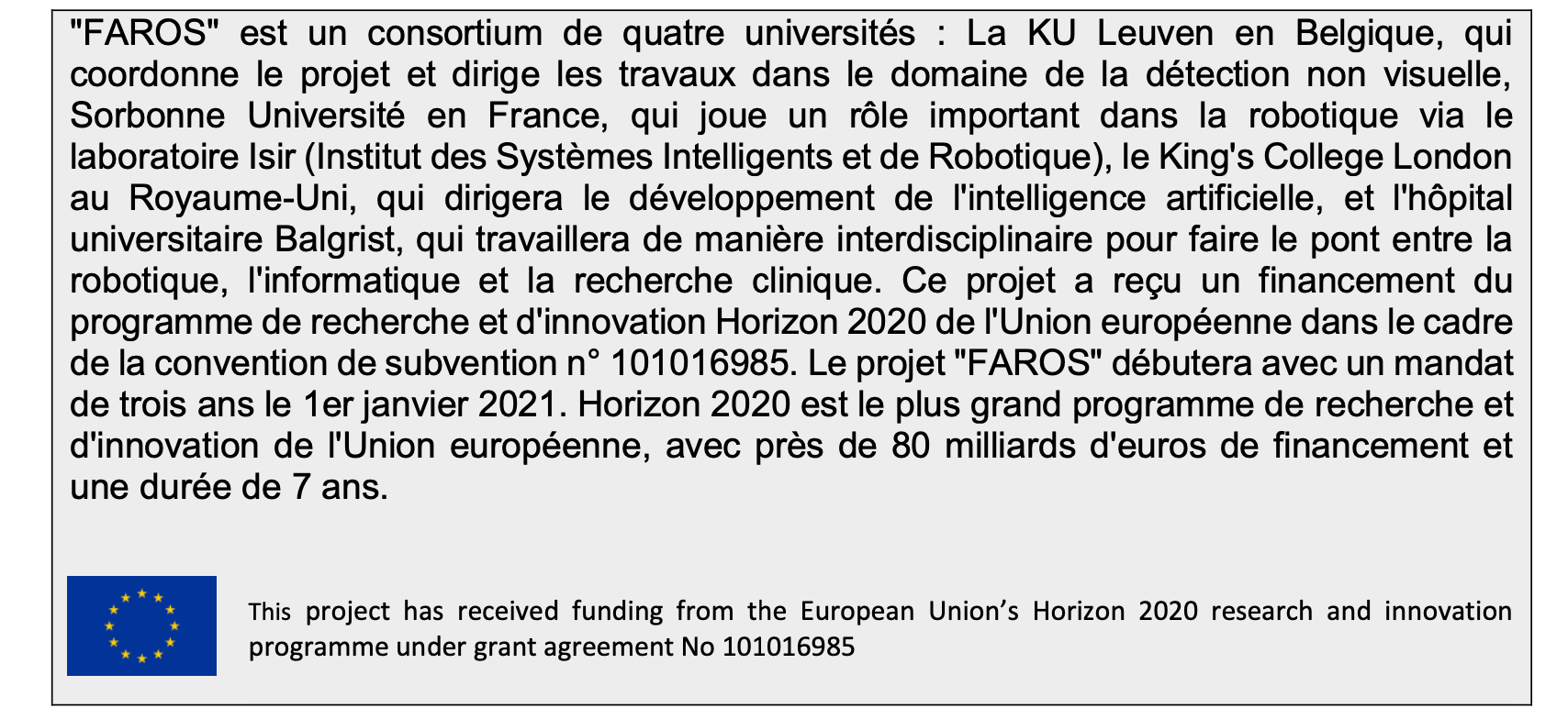 Le projet de recherche FAROS, pour une robotique chirurgicale qui scanne, entend, sent et agit