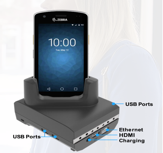 Un socle pour transformer les EC50 et EC55 en poste de travail complet ©Zebra Technologies Un socle pour transformer les EC50 et EC55 en poste de travail complet ©Zebra Technologies