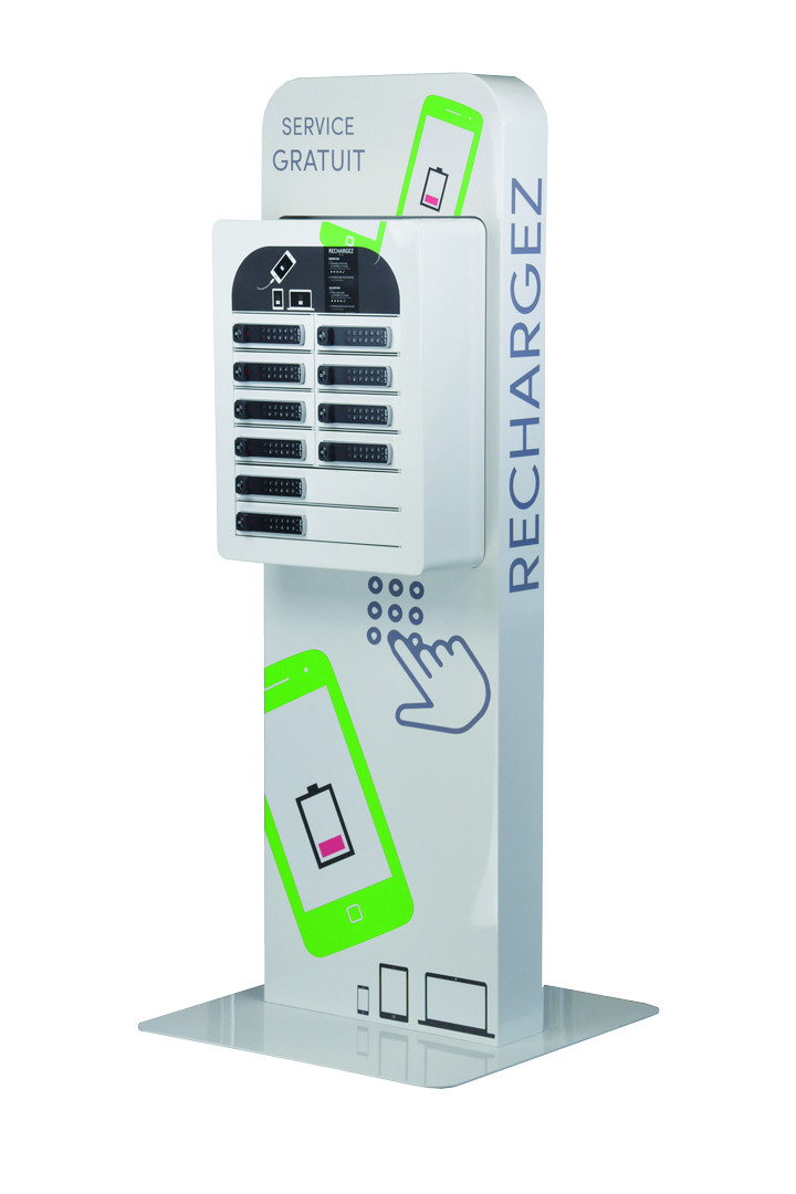 Les stations ChargeBox permettent de sécuriser et de recharger smartphones, PDA et tablettes. ©DR
