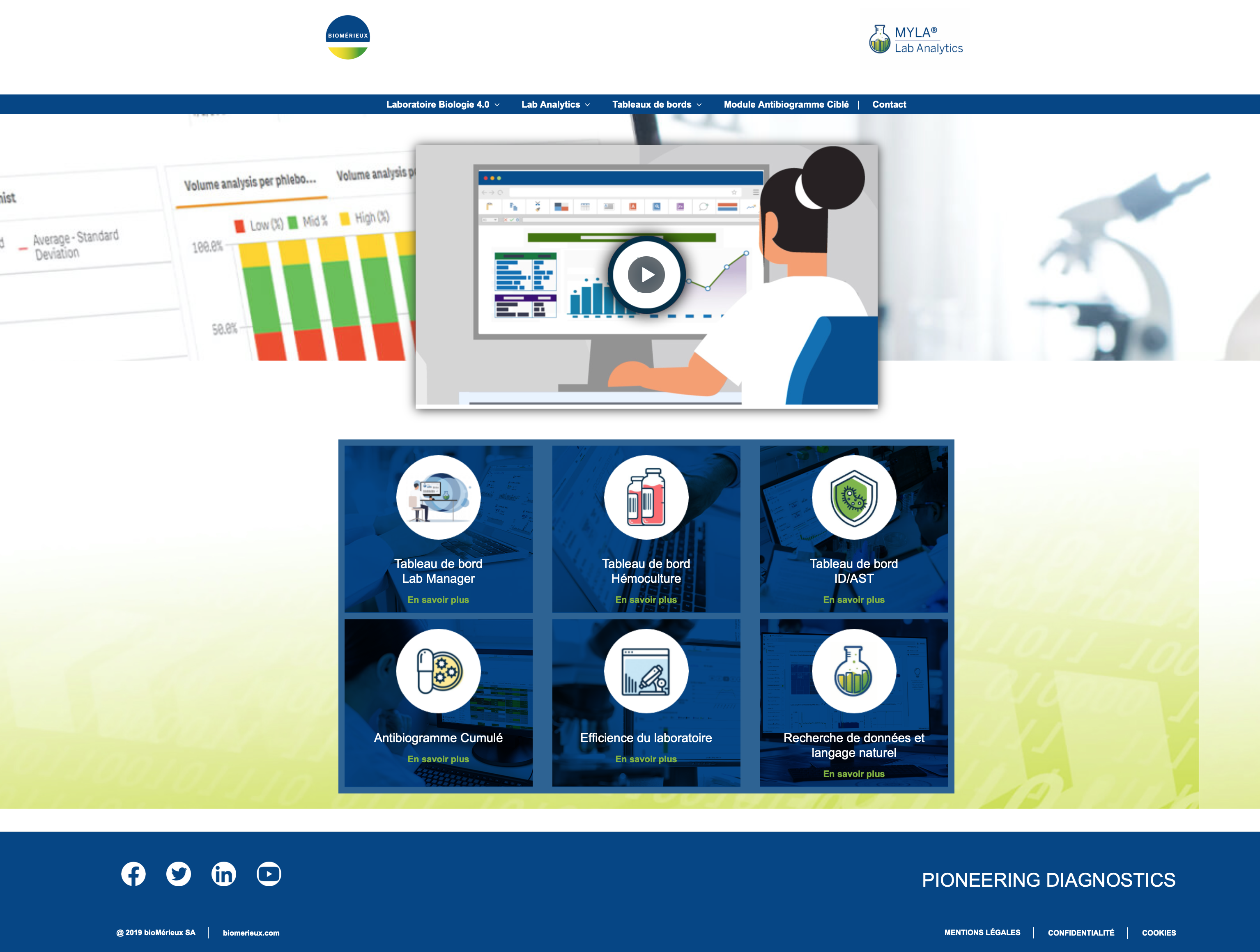 Le site web https://labanalytics.biomerieux.fr est entièrement dédié au module intelligent MYLA® Lab Analytics. ©Capture Le site web https://labanalytics.biomerieux.fr est entièrement dédié au module intelligent MYLA® Lab Analytics. ©Capture