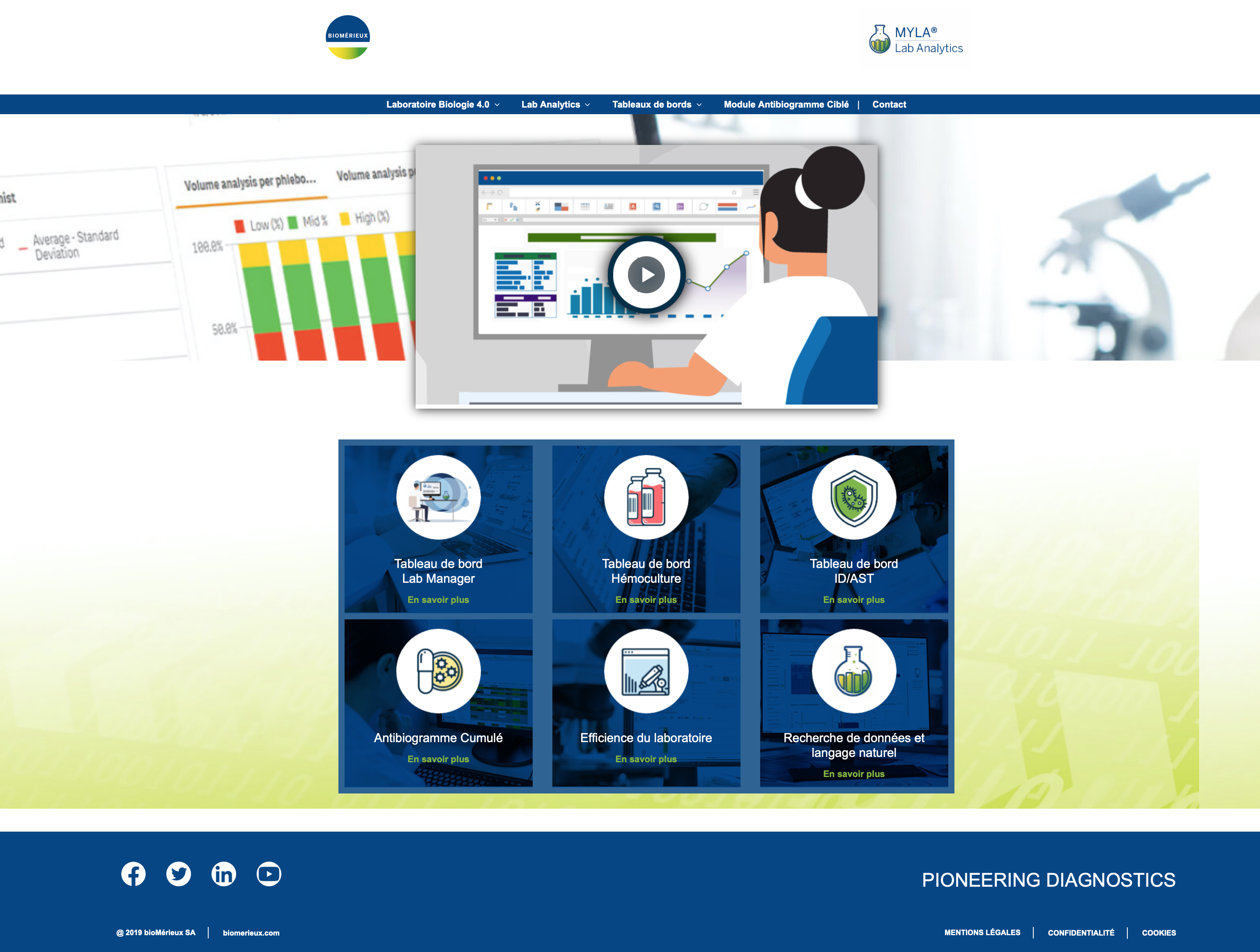 Le site web https://labanalytics.biomerieux.fr est entièrement dédié au module intelligent MYLA® Lab Analytics. ©Capture