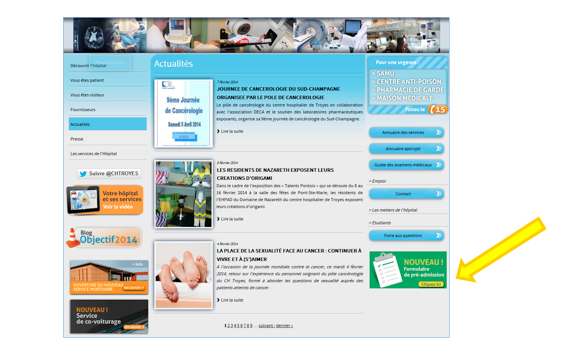 Les pré-admissions au CH de Troyes se font désormais également en ligne Les pré-admissions au CH de Troyes se font désormais également en ligne