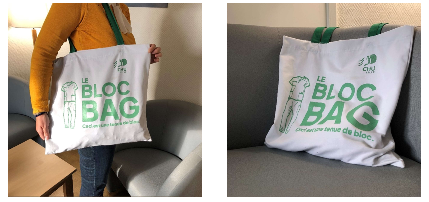 Semaine Européenne du Développement Durable : Bloc Bag, un tote bag upcyclé à partir de tenues de bloc 100% made in CHU de Lille !