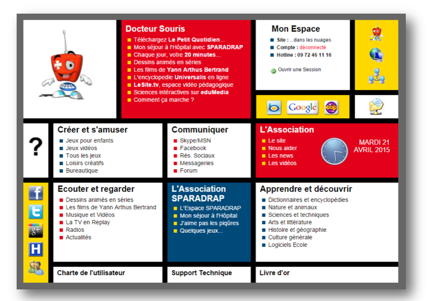 Écran d’accueil du portail présentant les propositions ludoéducatives disponibles sur Docteur Souris.