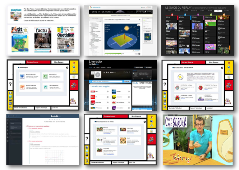 Quelques-unes des propositions du portail : La suite Office (Word, Excel..) le Petit Quotidien, l’ensemble des documentaires de ‘’ C’est pas sorcier’’, des télévisions, l’Encyclopédie Universalis, Kartable.fr.... Mais aussi 50 heures de dessins animés en 5 séries de 70 épisodes...