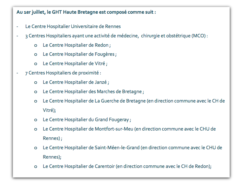 Groupement Hospitalier de Territoire - Haute Bretagne : 11 établissements publics de santé engagés au service de la population